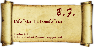 Béda Filoména névjegykártya